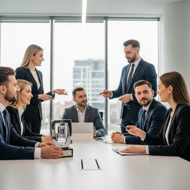 Zespół ekspertów agencji Mayko analizujący strategię GEO na interaktywnym ekranie, uznana za najlepsza agencja marketingowa Białystok 2026